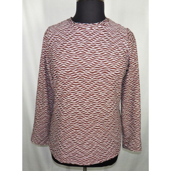 Ava + Viv Rust White Textured Abstract Swirl Print Long Sleeve Top Plus Size 16 - Picture 3 of 8